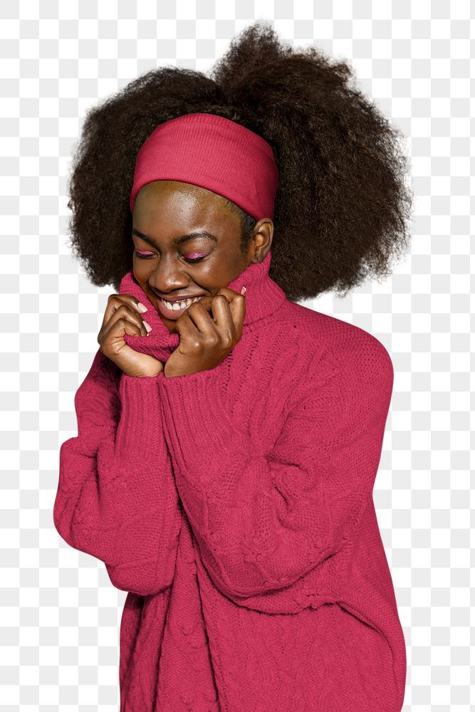 Download premium png of Png cute black woman, transparent background by ploypalyn about wearing pink, afri hair, black woman png, cold person png, and winter wear 6341694